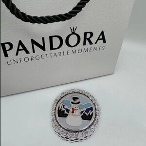 Pandora Snowman Smoky Mountains Bead Charm Travel Pendant S925 Silver with box